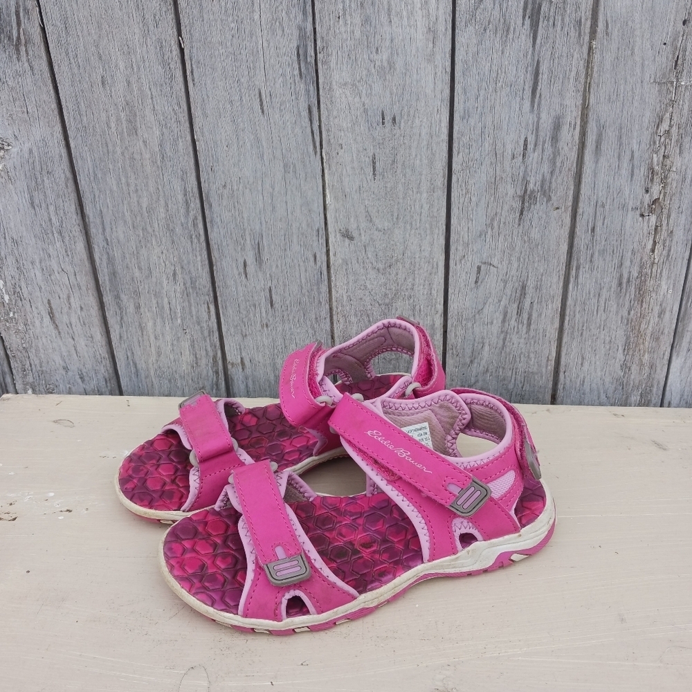 Eddie Bauer Girls‎ 2M Sandals Cascade Hot Pink & Purple Adjustable Hook and Loop